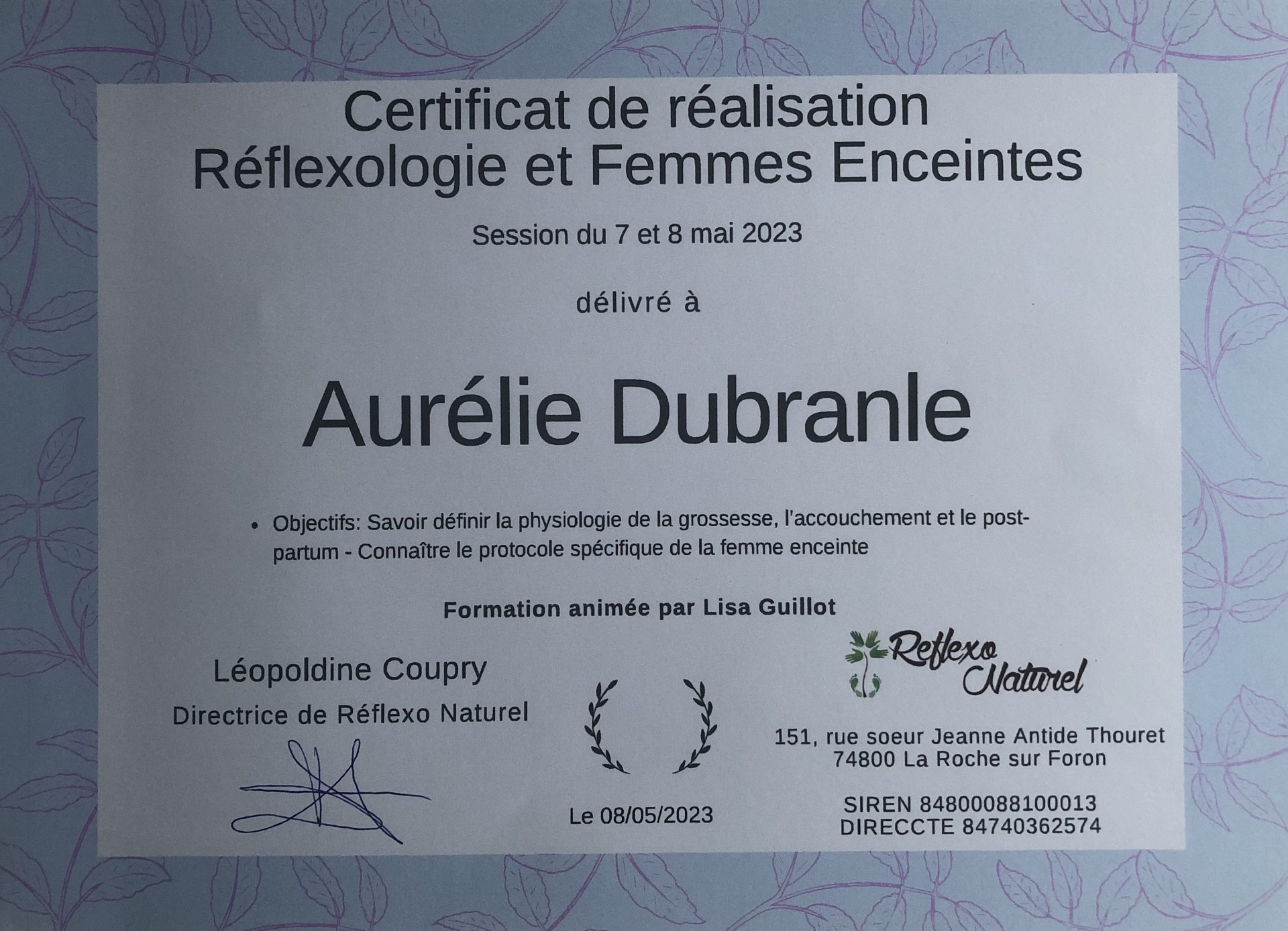 Certif femmes enceintes